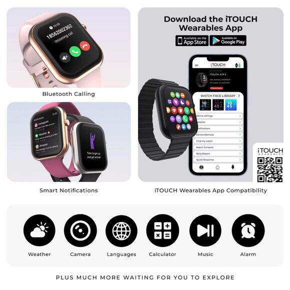 iTouch TOUCH AIR 5 Smartwatch 1.85-Inch AMOLED Display & Heart Rate Monitor, NIB - Picture 8 of 8